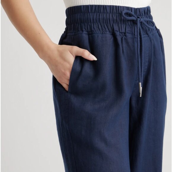 Quince 100% European Linen Wide Leg Pants, Navy, L - Picture 2 of 5